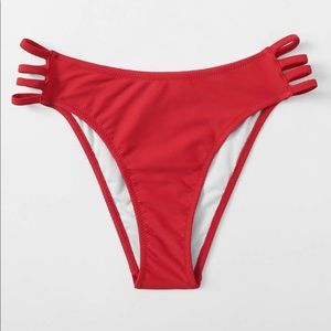 Red Cut-Out Swim Bottoms